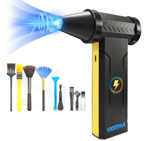 Hertzborn Compressed Air Duster 160000RPM, 10000mAh 3 Gear Electric Air Blower, Powerful Cordless Rechargeable Battery Jet Dryer Blower, No Canned Air Duster, Jet Fan for Car, Home, Computer, Keyboard