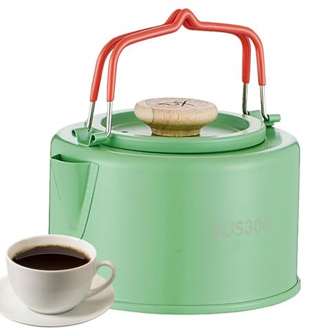 Stainless Steel Camping Kettle 1100ml | Small Teapot With Heat-Resistant Handle | Outdoor Tea And Coffee Water Boiler For Camping, Hiking, Travel | Portable Hot Water Kettle