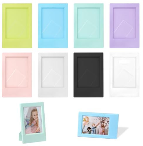 lyualma 8 Stück Mini Bilderrahmen Bunte Fotorahmen Set 8.6×5.4 CM Mini-Polaroid Bilderrahmen Sofortbildkamera, Bilderalbum aus Kunststoff mit Standfunktion