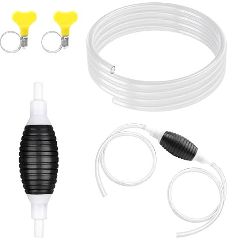 IETWATE Pompa manuale con 2 morsetti metallici e tubo, pompa a benzina multifunzione (3 metri), pompa a mano per acqua, benzina, acqua, olio per barca, auto, veicolo