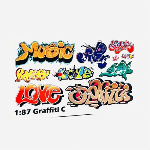 Waterslide Decal Scale 1:87 H0 Graffiti Modellbahn & Modellbau Set C Abziehbilder für Eisenbahn Gebäude Stadt Haus etc.