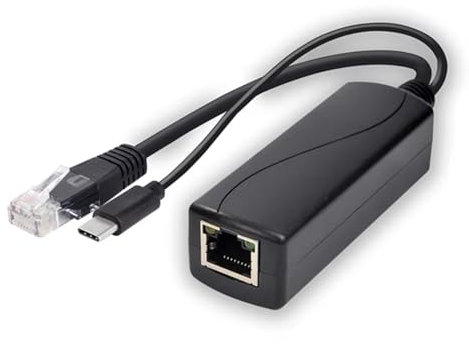 AYMBH PoE Splitter USB Type-C 48V to 5V Power Supply, 802.3af/at Compliant, 10/100/1000Mbps Adaptive Gigabit Ethernet, Ideal for Raspberry Pi, Hikvision, Security Cameras, Smart Home Devices and more