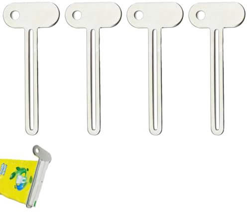SGERUFZ 4 Piezas Tubenpresse de Acero Inoxidable, Exprimidor de Tubos para Pasta de Dientes, Gel de Pelo, Crema de Manos, Cosméticos
