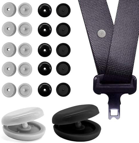 RAMTRIO 20 Paar Gurt Knopf, Universaler Sicherheitsgurt Stopper Set Rutschfeste Anschnallhilfe Robust und Langlebiger Gurt-Schnallenhalter Sicherheitsgurt Nieten für viele KFZ Gurte