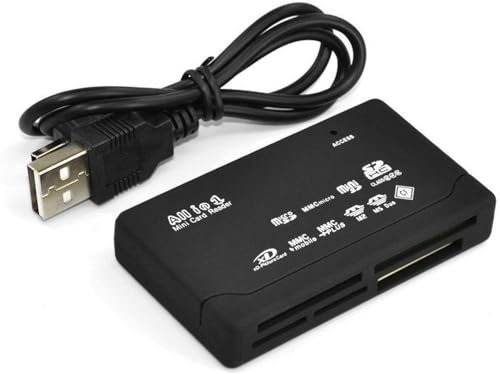 DragonSat Adaptador de lector de memoria multitarjeta todo en uno para Micro SD SDHC M2 MMC XD CF MS con USB externo, color negro