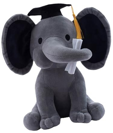 ibasenice Kreatives Abschlussgeschenk PlüSch Elefant Kuscheltier FüR Dekoration - 25Cm Grau Abschlussfeier Geschenk FüR Absolventen