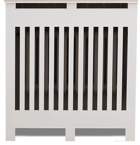 Radiator Cover Vertical Slat Cabinet Shelf Vertical Slats Modern MDF Suitable for Living Room, Bedroom and Office, Sturdy and Durable White(80x90 x 20 cm)