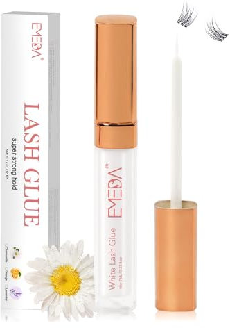 EMEDA Latex-Free Eyelash Glue for Strip Lashes 7ml 0.23 OZ Lash Glue Waterproof & Transparent Formula Strong Hold Eyelash Adhesive Hypoallergenic False Lash Glue (Chamomile)