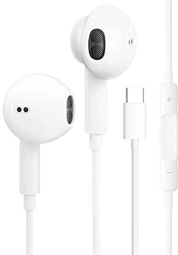 Cuffie USB C, cablate tipo C in-ear cuffie con microfono integrato e controllo del volume, auricolari stereo HiFi, compatibili con Samsung Galaxy S23 S22 iPad Pro Google Pixel