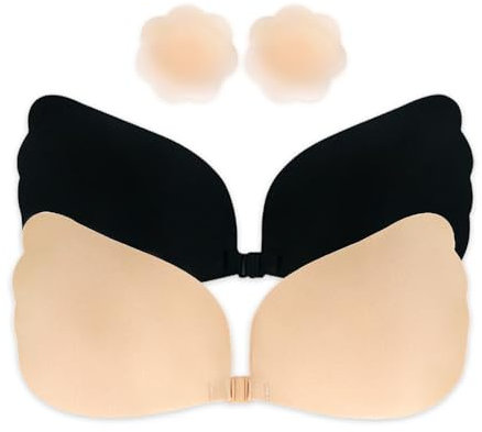3 Stück Klebe BH,Trägerloser Haut Freundlich Silikon Selbstklebend Klebe BH Push Up,Atmungsaktiv,Unsichtbarer,Wiederverwendbare,für Aalle Rückenfreie Kleidung（Cup-Größe: B）