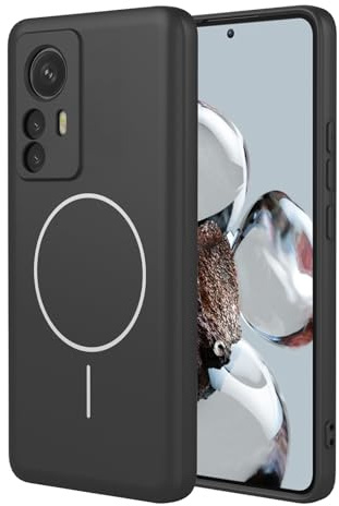 BORYA Silikon Magnetisch Hülle für Xiaomi 12T Pro 5G, Ultra Dünn Stoßfest Weiches Seidig Handyhülle, Prämie TPU Schutzhülle, Kratzfest Mikrofaserfutter Case. Schwarz