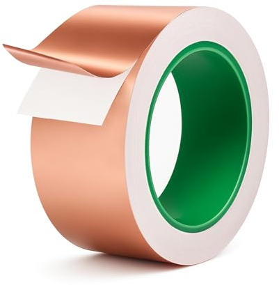 Jerhyun Schneckenband Kupfer, 50mmx20m Beidseitig Leitende Kupferfolienband | Kupferband Selbstklebend Schneckenabwehr für zum Schutz von Pflanzen im Freien