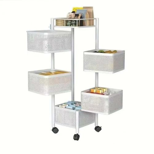 GXLBDK Carrito Cocina Gran Capacidad,Carrito Auxiliar con Ruedas,Carro Cocina,Verdulero Cocina,Fruteros De Cocina,Carrito Baño,Carrito Verdulero para Cocina,Blanca,11 * 11 * 37in