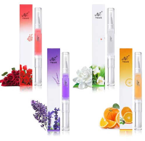 THQAE 4 Piezas Aceite para Cutículas de Uñas, Aceite Nutritivo para Uñas, Aceite de Cutículas, Fortalecedor de Uñas para Fortalecer y Reparar Cutículas Agrietadas y Secas