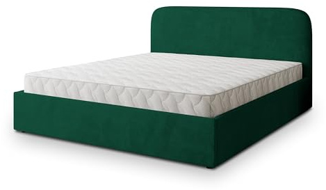 Masseno Polsterbett RENIVE K 180x200 cm, Doppelbett, Bettkasten, Stauraum, Lattenrost Und Kopfteil - Grün, Kronos 19
