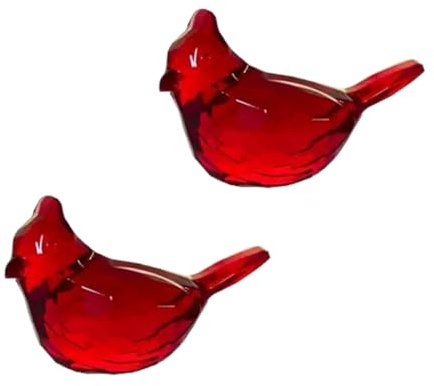 HDouii Kardinal-Figur aus rotem Acryl, Heimdekoration, Glas, roter Vogel, Statue für Heimdekoration, Sammlerstücke, Deko-Akzente, 2 Stück