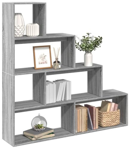 Owoxanthellate Owox 4-Etagen Treppenregal 143,5x29x143,5 cm Holzwerkstoff Grau Sonoma Raumteiler Standregal
