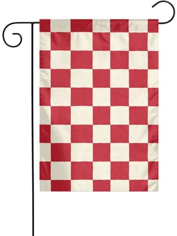 Drapeau de jardin en damier rouge et blanc 30 x 45 cm vertical double face ferme vacances décorations extérieures drapeau cour drapeau