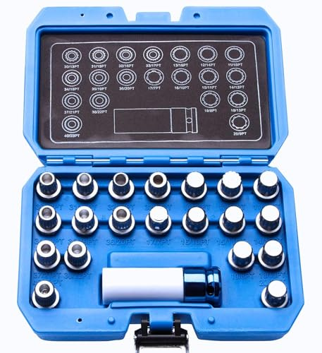 21-tlg. Felgenschloss Lösewerkzeug Set geeignet für BMW – 1/2 17 mm 6-Kant Schonnuss – Stecknüsse & Einsätze für originale BMW Radschlösser – inkl. Koffer