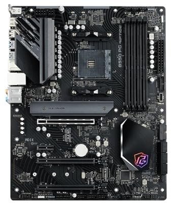 Carte mère Fit for ASRock B550 PG Riptide Compatible avec Les processeurs Ryzen 5 3600, 5600, 5700X3D et 5800X3DC, 4 emplacements DDR4 4933 MHz, 128 Go de RAM, HDMI, M.2, Format ATX et Socket AM4.