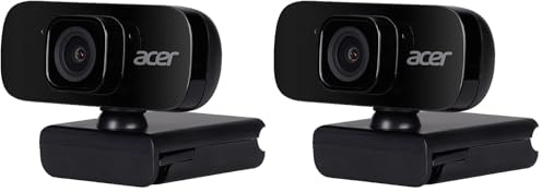 Acer FHD Conference Webcam, Webcam PC con Microfono, Risoluzione Full HD da 2 MP, Audio Digitale, Rotazione 360 gradi, Cavo USB, Nero (Confezione da 2)