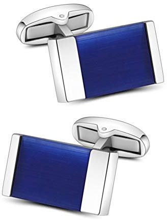 Mr.Van Manschettenknöpfe Herren, Klassisch Business Blau Achat Rechteckig Cufflinks für Geschäftliche Anlässe Hochzeit