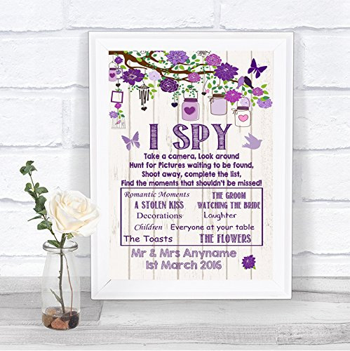 Vintage Wood Effect I Spy Disposable Camera Photos Personalised Wedding Sign Print