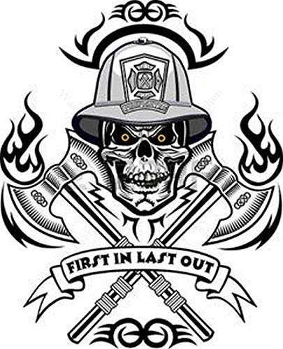 Sticker-Designs 30cm! Aufkleber-Folie Wetterfest Made IN Germany Freiwillige Feuerwehr First in Last Out Skull Totenkopf 2 S368 UV&Waschanlagenfest-Profi Qualität