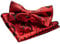JEMYGINS Paisley Rot Fliege und Einstecktuch mit Manschettenknöpfe Sets für Herren, M, Rot1
