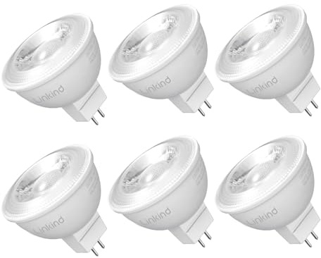 Linkind MR16 LED Bulb Dimmable, GU5.3 Bi-Pin Base LED Light Bulbs, 6.5W (70W Equivalent) 3000K Warm White 640lm MR16 LED Spot Lights, Recessed, Tracking Lights, 12V Low Voltage, 6 Packs