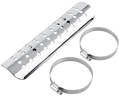 hitzeschutzblech auspuff,auspuffblende motorrad,Abgasschalldämpfer Hitzeschild, Universal Motorradloch Hitzeschild Gerade Abgasrohrabdeckung Rohr Hitzeschild Motorrad Hitzeschutzabdeckung-(Silber)