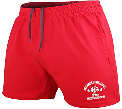 Hombres Culturismo Gimnasio Rutina de ejercicio Pantalones cortos 5 Rojo XL