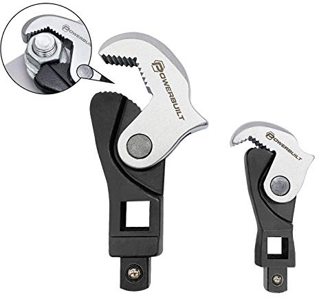 Powerbuilt 2 Piece Spring-Loaded Crowfoot Wrench Set, Adjustable, Auto Size, Universal, Self-Adjusting, Power Grip , Rapid Wrench- 240274