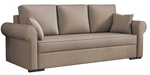 Mirjan24 Schlafsofa Olimpia, Bettsofa mit abgerundete Armlehnen, Sofa mit Bettkasten und Schlaffunktion, Schlafcouch, Couchgarnitur, Sofagarnitur, Wohnlandschaft, Beste Qualität (Mono 232)
