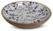 K&K Interiors 16448D-3 15.75 Inch Wooden Bowl w/Black and Gray Botanical Enamel Inside