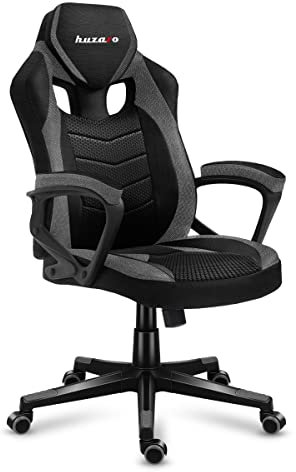 huzaro Force 2.5 Grey Mesh | Gaming Stuhl Bürostuhl Computerstuhl PC Chair Ergonomischer | Zocker Gamer | Höhenverstellbar drehbar mit Wippfunktion | bis 140 kg belastbar | Stoff | Schwarz Grau