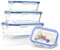 bambuswald© Bocaux de conservation anti-fuite, bocal à couvercle hermétique, lot de 4 | récipients en verre verrouillables et empilables 370ml 640ml 1040ml 1520ml -moule pour le four moule à soufflé