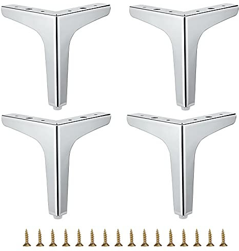 IGNPION 15cm Metall Sofa Bein 4 Stück Moderne Möbel Füße Sofa Möbel Riser Füße Beine DIY Möbel Ersatz Füße für TV-Schrank Ottoman Sofa Schrank, Silber