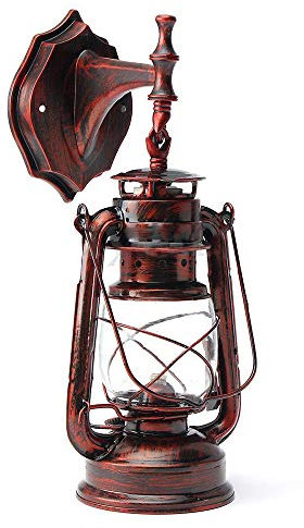 TIXBYGO Außenwandleuchte Wandlampe abwärts in antikem Look, Aluguß Metall-Scheiben, Wandleuchte E27-Fassung, max. 60 Watt, Retro/Vintage Außenleuchte für Terrasse u. Hof Rotbronze