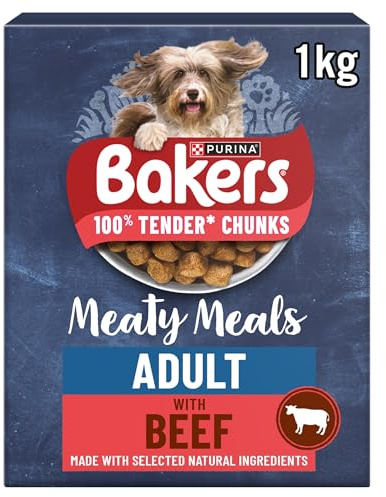 BAKERS Meaty Meals Adult Dry Dog Food Beef 1kg (Pack of 5)