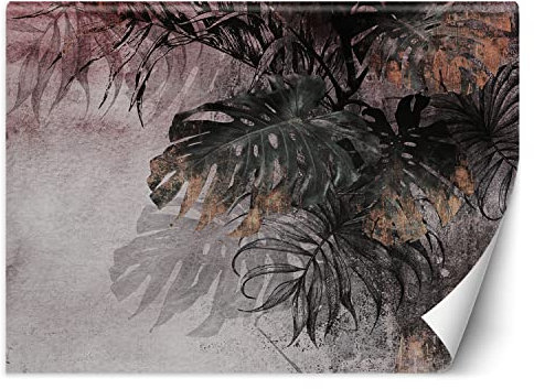 Feeby Vlies Fototapete Tropen Exotische Blätter Blätter 200x140 cm Rosa Tapeten Wandekoration Wohnzimmer Schlafzimmer Büro Flur Abstraktion Dschungel Monstera