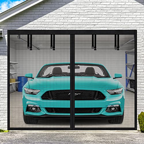 UUP – Kit moustiquaire pour porte de garage simple, 2,4 x 2,1 m, moustiquaire magnétique pour ouverture de garage 1 voiture, rideau magique en fibre de verre robuste pour terrasse, porche, fenêtre