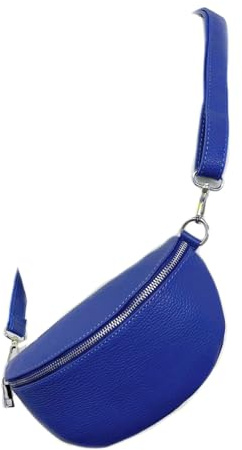 LeahWard Unisex Italian Real Leather Sling Bag Women's Crossbody Shoulder Chest Handbag Holiday (Royal Blue)