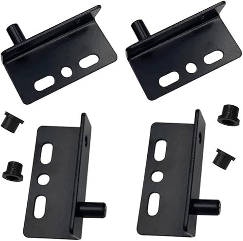 Lot de 4 charnières pivotantes de porte avec douille, noir à angle droit, accessoires de quincaillerie avec vis et capuchons en plastique