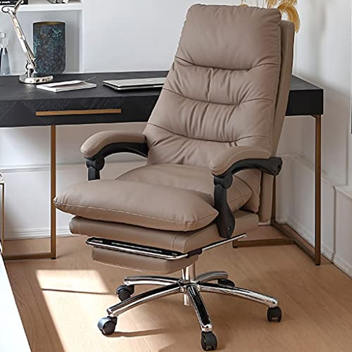 Leder Chefsessel - Verstellbarer Bequemer Schreibtischstuhl, 160° Neigbarer Stuhl mit Fußstütze