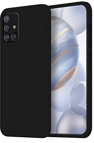 HONLEN Coque pour Samsung Galaxy A51 4G Protection Étui, (6.5 inches) Liquide TPU Silicone Case Anti Rayures Ultra Mince Souple Cover en Silicone Le Noir