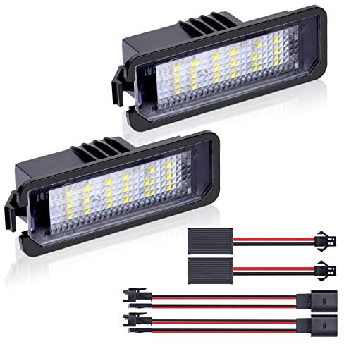 URAQT LED Lizenz Kennzeichenbeleuchtung, 2 x 6500 K Kennzeichenleuchte 400Lm Heckleuchte Weiß Kennzeichen 12V Eingebauter Canbus für VW