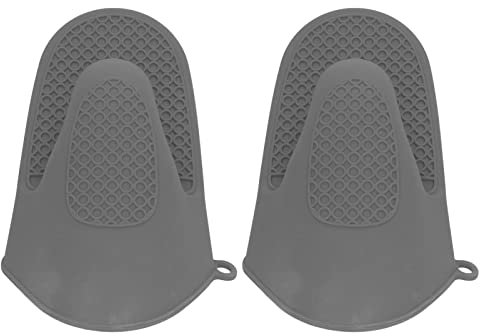Fdit 2 Stück Ofenhandschuhe, Mini-Silikon, Verdickt, um Verbrennungen zu Vermeiden, Geeignet Zum Verbrühen in der Küche (Grau)