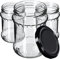 KADAX Bocaux de 500 ml, Pots en Verre avec Couvercle Hermétique de 82mm pour la Conservation des Aliments, Idéals pour Confitures et Miel (Noir, Lot de 24)