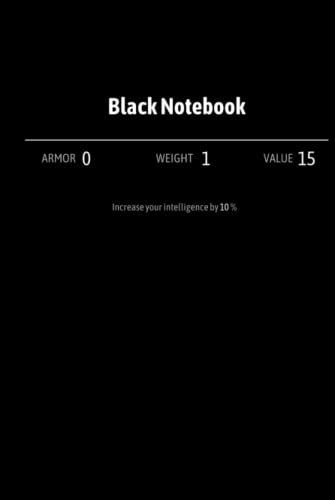 Black Notebook, Inspired by Skyrim - Size 6 x 9 - Black Notebook Blank Edition Paper Diary - Notebook 100 Pages Hardcover